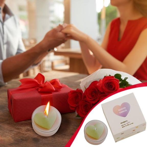 Round Heart-Shaped Scented Tea Candles - Romantic Valentine’s Day/Birthday Decor Ornaments, Slow-Burning Fragrant Candles for Home Ambiance, Compact Tabletop Display for Couples/Gifts, 1.5*1in, F