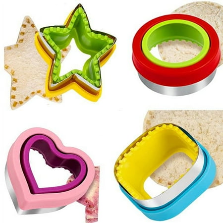 Round Heart Star Square Stainless Steel Cookie Cutter Set, by Winerming (4 Count)