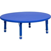 Round Height Adjustable Activity Table - Blue - 45 in. - Seats 8 Kids - Safety Rounded Corners