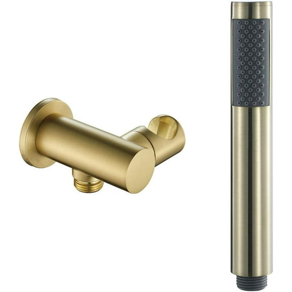 Round Held Shower Brushed Gold, High Pressure Handheld Shower Head with 360Rotation Holder, Shower Accessories