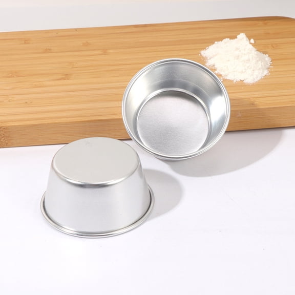 Round High Carbon Steel Non Stick Coated Pudding Cups - 1 Pack Cake Moulds for Baking, Muffin Tins, Mini Dessert Cups for Oven, Kitchen Baking Supplies