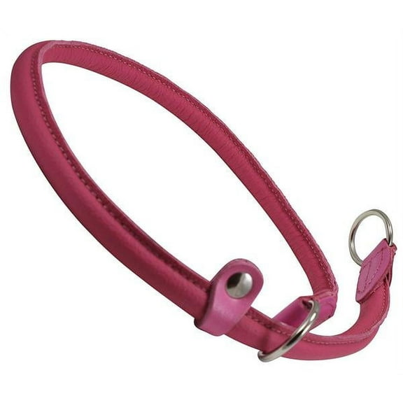 Round High Quality Genuine Rolled Leather Choke Dog Collar Pink (30" Long)