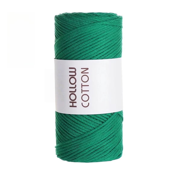 Round Hollow Cotton Hand Woven DIY Knitting/Crochet Yarn for Beginners-150g/5.29oz - Pure Cotton - 2mm Medium- 164 Yards(Grass green)