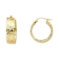 thumbnail image 1 of Round Hollow Diamond Wide Hoop Earrings 14k Yellow Gold High Polished French Lock Design 20mm x 20mm, 1 of 1