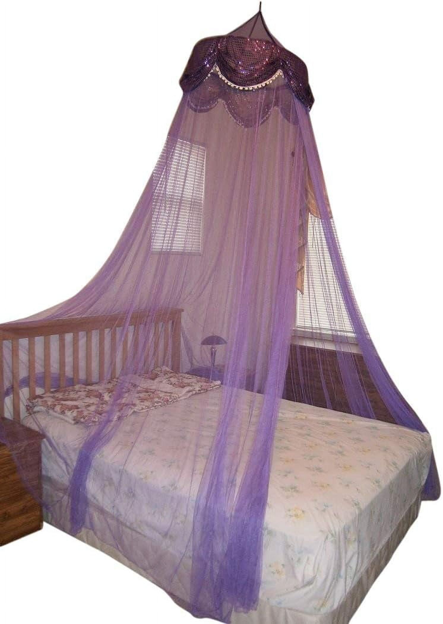 Round Hoop Bed Canopy With Sequins Purple Hanging Canopy Bed Decor And Aesthetic Canopy
