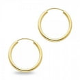 thumbnail image 1 of Round Hoop Earrings Solid 14k Yellow Gold Endless Plain Design Classic Polished Finish 20 x 2 mm, 1 of 1
