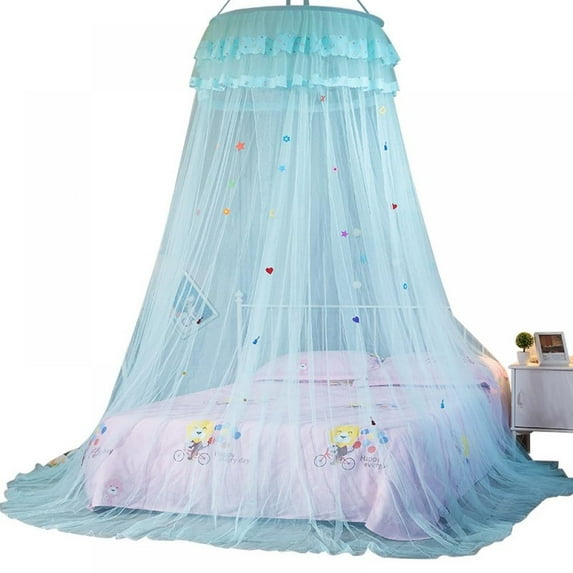 Round Hoop Princess Girl Garden Lace Bed Crown Mosquito Net,Suitable For Queen Shuangquan King Size Bed,Four Colors,Size:25.6 "x 102" (Top Diameter X Height)