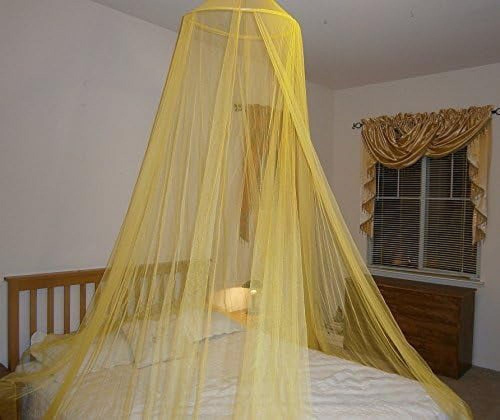Round Hoop Yellow Bed Canopy Mosquito Netting Fits Bed Hanging