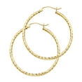 thumbnail image 1 of Round Hoops Solid 14k Yellow Gold Diamond Cut Earrings French Lock Polished Classic 25 x 1.5 mm, 1 of 1