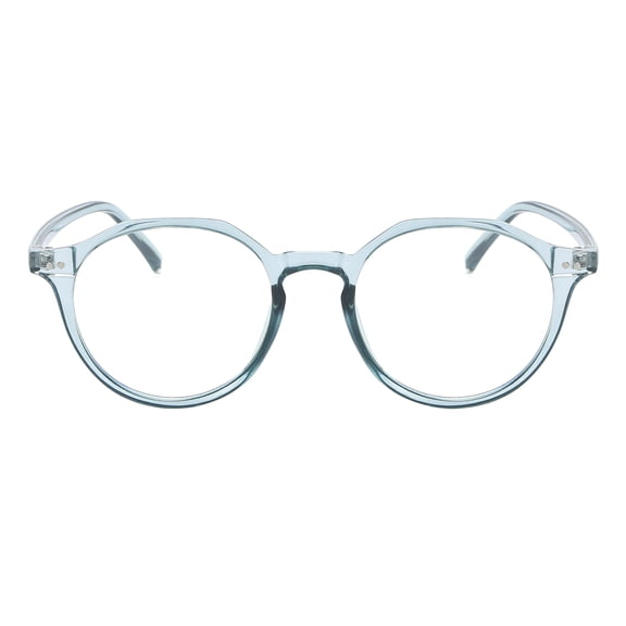 Round Horn Rim Blue Light Blocking Glasses Clear Lens Unisex Fashion Blue