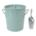 Round Ice Bucket Multipurpose Safe Galvanized Ice Buckets with Lid and