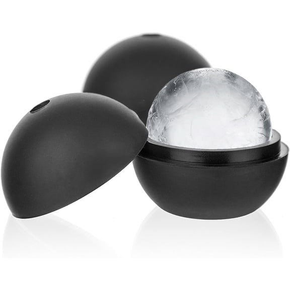 Round Ice Cube Molds – Whiskey Sphere Maker – Makes 2.5 Inch Ice Balls – 2 Pack