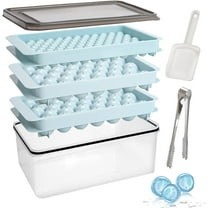 Round Ice Cube Tray,3 Pack Easy-Release Ice Cube Trays with Lid and Bin for Freezer,Making 66pcs 104 Ice Ball Maker Mold for Coffee Cocktail Whiskey, Ice Buckets Tongs Scoop Set