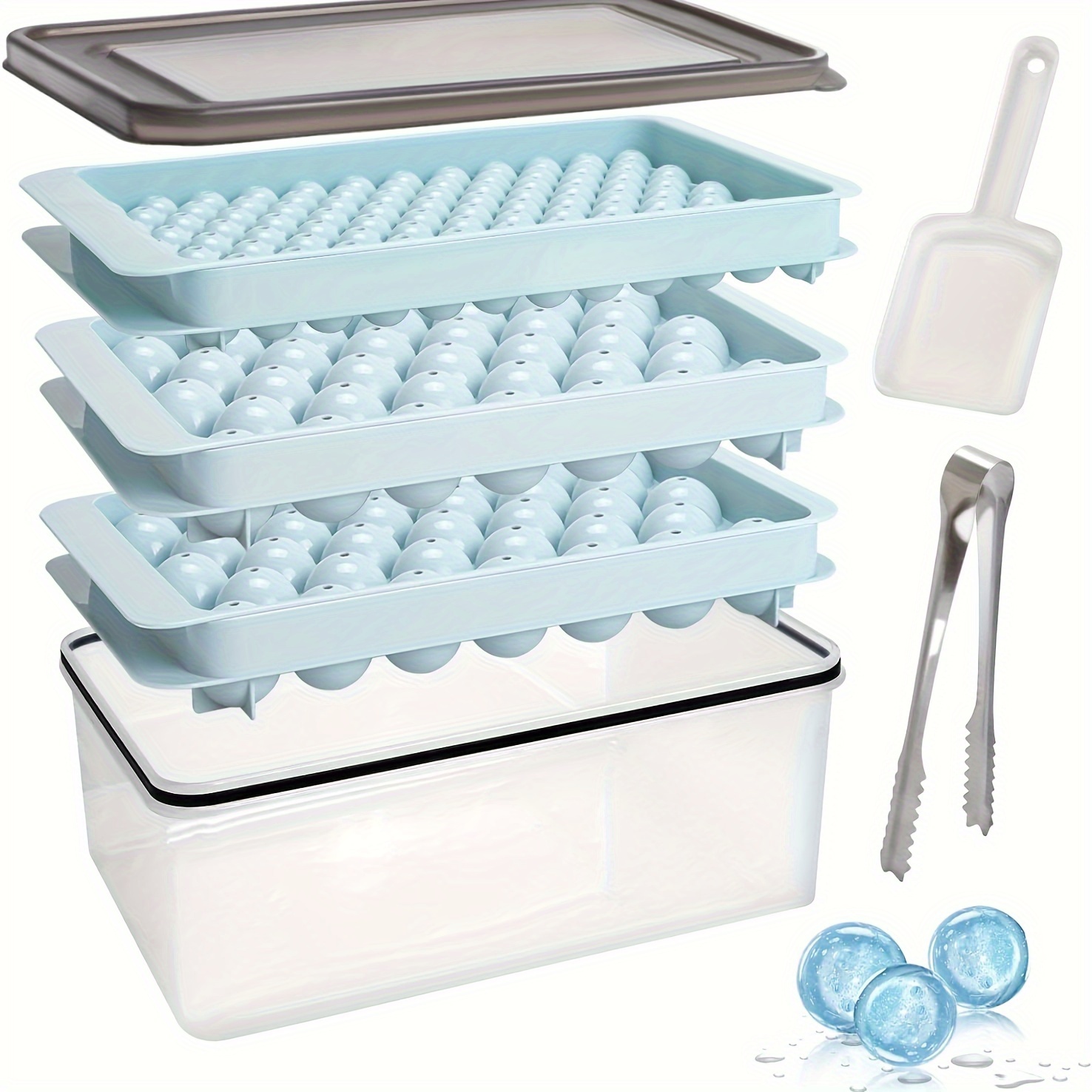 Round Ice Cube Tray, 3 Pack EasyRelease Ice Cube Trays with Lid and