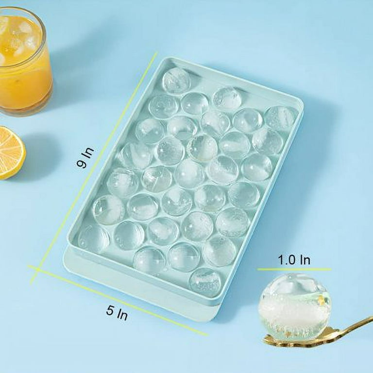 Gracenal Circle Ice Cube Tray, Round Ice Cube Trays for Freezer with Lid and Bin, Ice Tray Making 66pcs Sphere Ice Cube Mold, Ice Makers Countertop