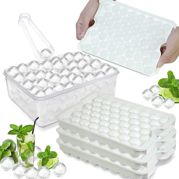 Round Ice Cube Tray with Lid and Bin,159PCS Sphere Ice Cube Mold for Freezer BPA Free Circle Ice Cube Trays for Making Ice Chilling Cocktail Whiskey Coffee