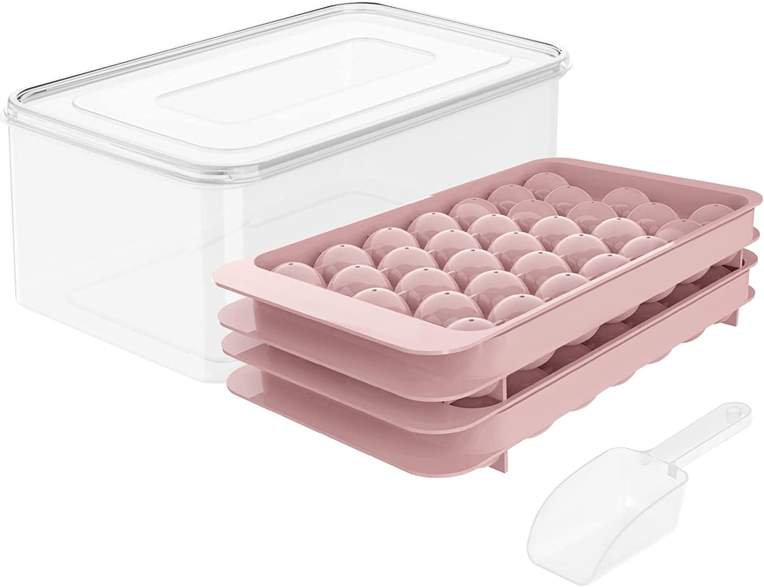 HANCELANT Silicone Ice Cube Mold - 2 Rose & 2 Diamond Shape Large Ice Ball Maker, 2.5 Inch Cocktail Ice Trays