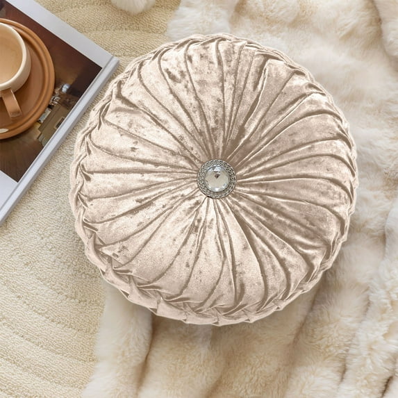 Round Ice Flower Velvet Wheel Pillow - Decorative Sofa Cushion for Bedroom, Living Room, Window Seat - 35X35Cm, Multiple Colors, Includes Cover