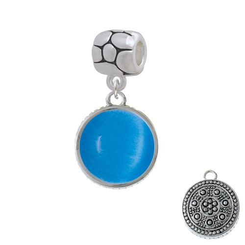 Round - Imitation Cat's Eye - Dark Teal - Pebble Charm Bead