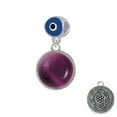 thumbnail image 1 of Round - Imitation Cat's Eye - Purple - Blue Evil Eye Charm Bead, 1 of 1