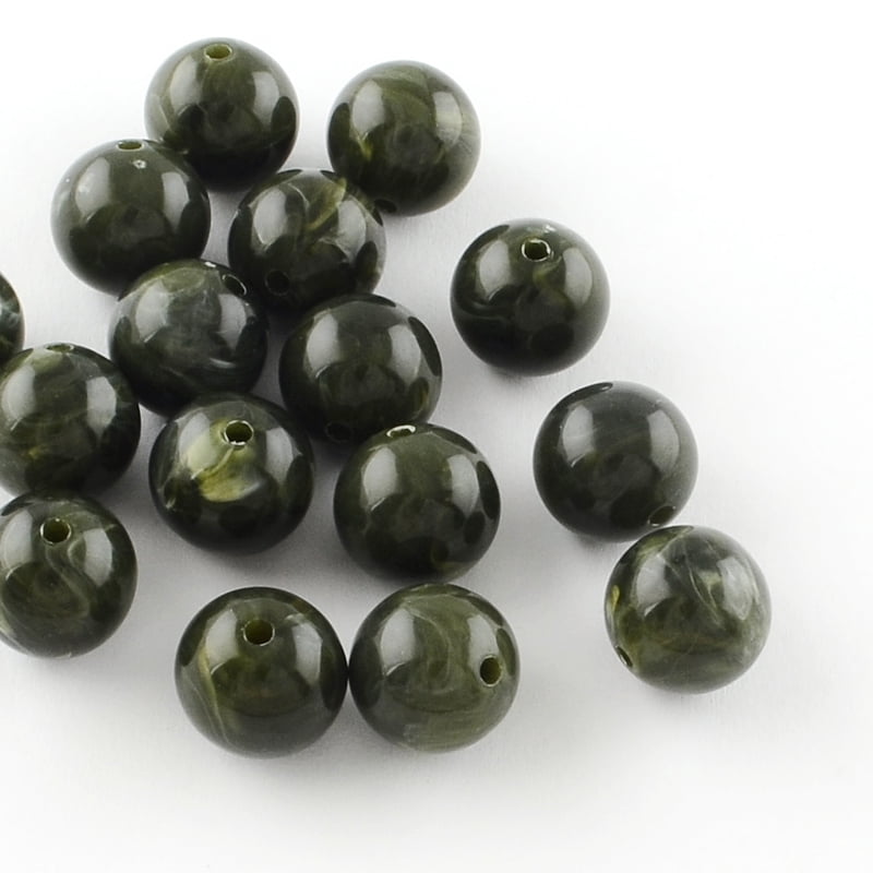 Round Imitation Gemstone Acrylic Beads Dark Olive Green 8mm Hole: 2mm 1700pcs/500g