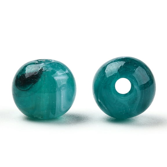Round Imitation Gemstone Acrylic Beads Teal 8mm Hole: 2mm