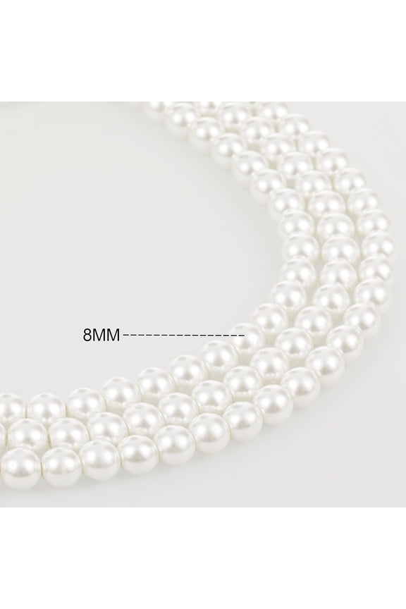 Round Imitation Pearl Necklace Vintage Multi Strands Necklace 20S Flapper Necklace For Party[o6495]