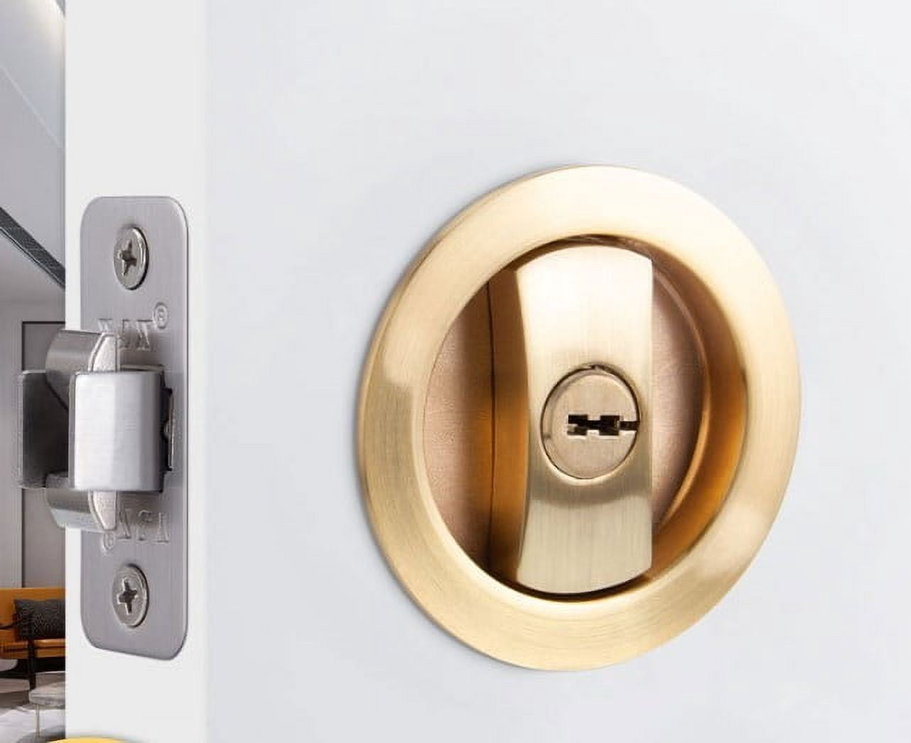 Round Indicator Door Lock Integrated Bathroom Sliding Door Without ...