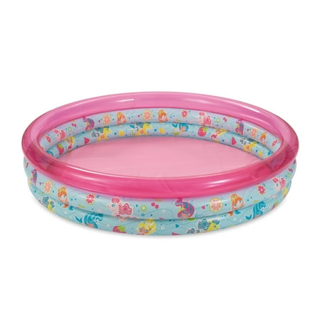 Round Inflatable 3-Ring Kiddie Splash Play Pool, Pink, For Kids, Age 2 & up, Unisex