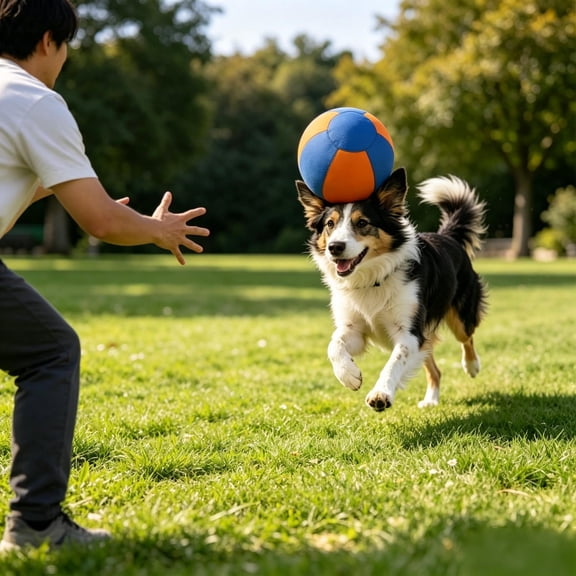 Round Inflatable Puncture Resistant Dog Ball, Bouncy Interactive Stress Relieving Herding Balls, Large Heavy Duty Aggressive Pet Ball for Dog