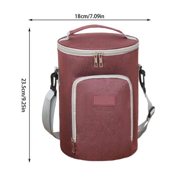 Round Insulated Lunch Box Bag | Portable Bento Picnic Bag | 7.6L Capacity | Keeps Food Warm/Cold 5+ Hours | Waterproof & Easy Clean | 7" Diameter x 9.25" Tall
