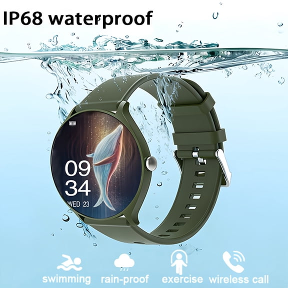 Round Ip68 Waterproof Smartwatch | Supports Wireless Calling, Music Control, Sleep Monitoring, Long Battery Life, Compatible With Ios And Android Systems, The Perfect Swimming Companion