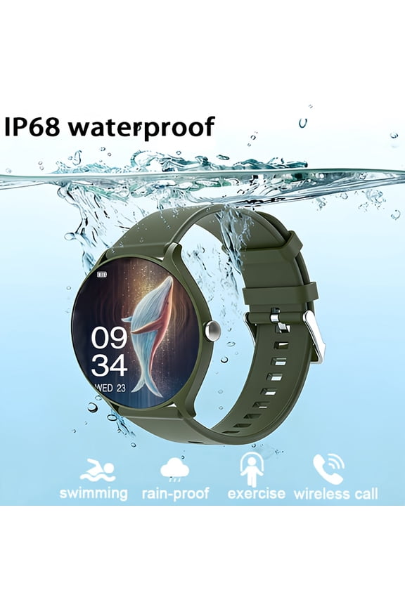 Round Ip68 Waterproof Smartwatch | Supports Wireless Calling, Music Control, Sleep Monitoring, Long Battery Life, Compatible With Ios And Android Systems, The Perfect Swimming Companion