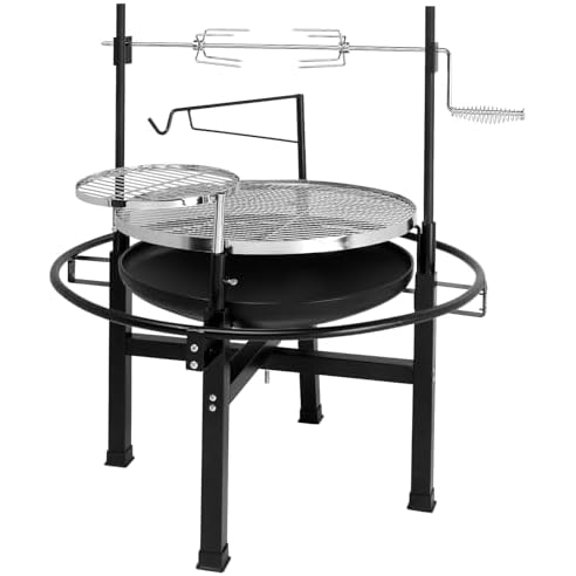 Round Iron Spray Grill Charcoal grill - Multifunctional Fire Pit Table w/Loop Handle and Solid Base Outdoor Wood Burning Camping Stove for Backyard Patio Garden$$Garden & Patio