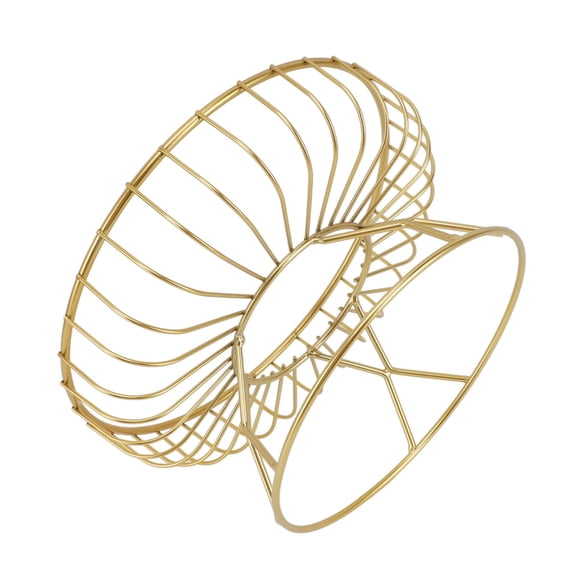 Round Iron Wire Fruit Basket with Partition Board - Large Capacity Hollow Metal Stand for Apples, Snacks, and Bread