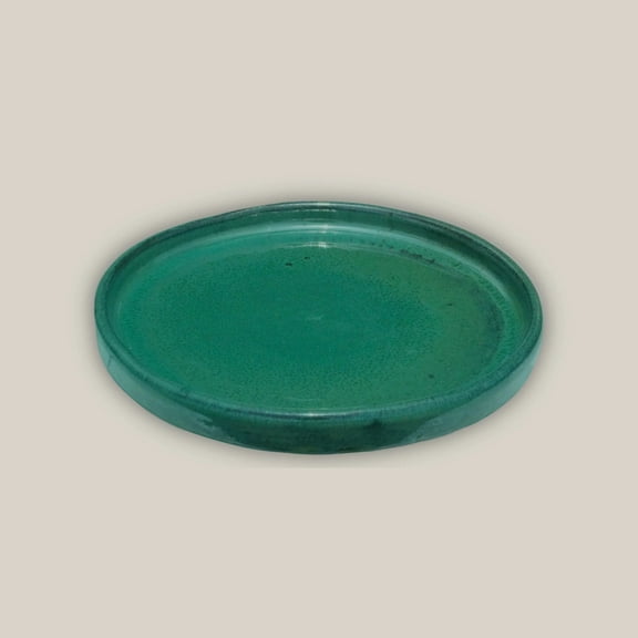 Round | Jade Ceramic Plant Saucer | High Fired Ecofriendly Clay - Sizes 8"-19.5" - FREE SHIPPING (15.5"W, Jade)