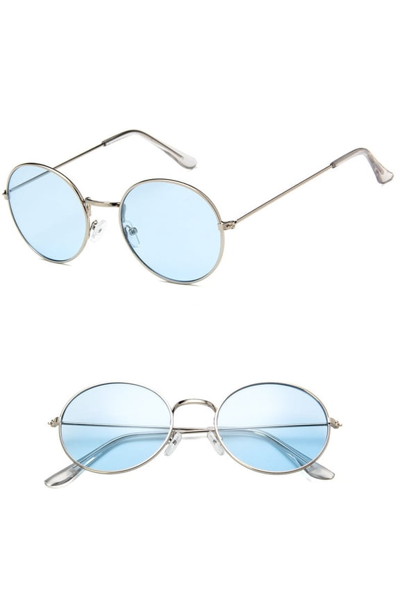 Round Jelly Sunglasses Transparent Ocean Sunglasses Vintage Sunglasses with Metal Frame Resin Lens and Universal Fit