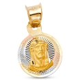 thumbnail image 1 of Jesus Coin Pendant Solid 14k Yellow White Rose Gold Charm Diamond Cut Genuine Small 10 x 10 mm, 1 of 1