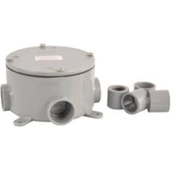 Round Junction Box - Gray - 0.5 In. to 0.25 In. - Set of 1 - Weatherproof Design