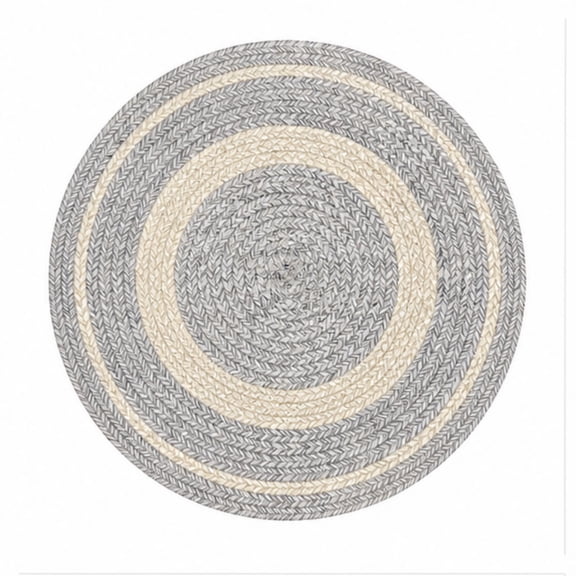 Round Jute Table Mat Grey and Natural Stripe Design Dining Placemat Heat Resistant Anti Slip Table Decor