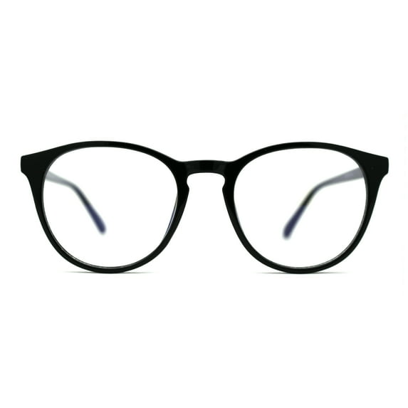Round Keyhole Thin Plastic Horn Rim Blue Light Filtering Computer Glasses Black