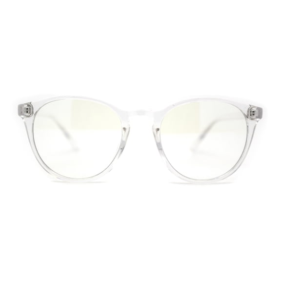Round Keyhole Thin Plastic Horn Rim Blue Light Filtering Computer Glasses Clear