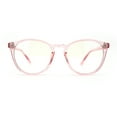 thumbnail image 1 of Round Keyhole Thin Plastic Horn Rim Blue Light Filtering Computer Glasses Pink, 1 of 4