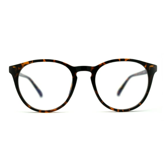 Round Keyhole Thin Plastic Horn Rim Blue Light Filtering Computer Glasses Tortoise