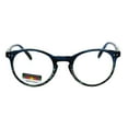 thumbnail image 1 of Round Keyhole Thin Plastic Horn Rim Tri-focal Progressive Reader Eyeglasses Blue Teal Stripe 1.5, 1 of 4