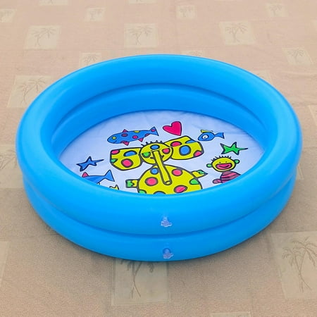 Round Kids Inflatable Swimming Pool Children Baby Bath Tub Portable Yard Inflated Play Durable - Light Blue