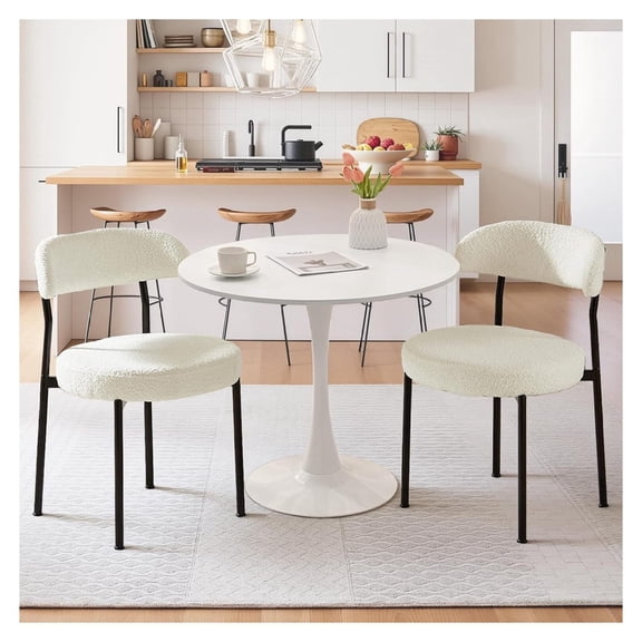 Round Kitchen Table Set for 2 - 31.5" Dining Table with Upholstered Chairs, Small Space Kitchen Set, 3 Piece Round Table Set for Apartment