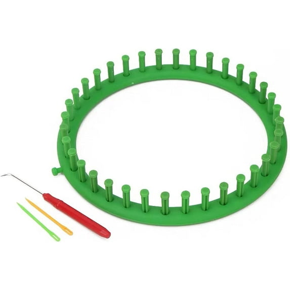 Round Knitting Looms Set 29 cm Diameter Yellow Plastic Weaving Looms Scarf Hats Making Tools DIY Crocheting Handmade Craft Kit with a Crochet Hook and Needle for Knitting Lovers
