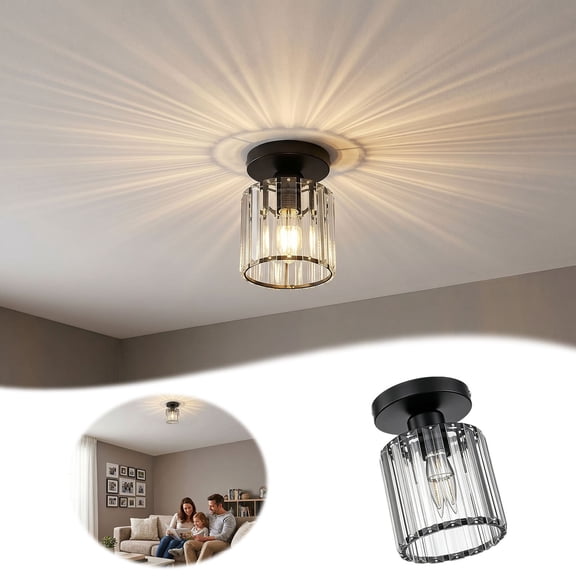 Round LED Ceiling Light Modern Flush Mount Light Dimmable Energy-Saving Indoor Lighting for Bedroom Living Room Kitchen Hallway 6.7" x 5.9"