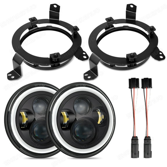 Round LED Headlights +9" Black Bracket For Jeep Wrangler JL 2018-23 Gladiator JT